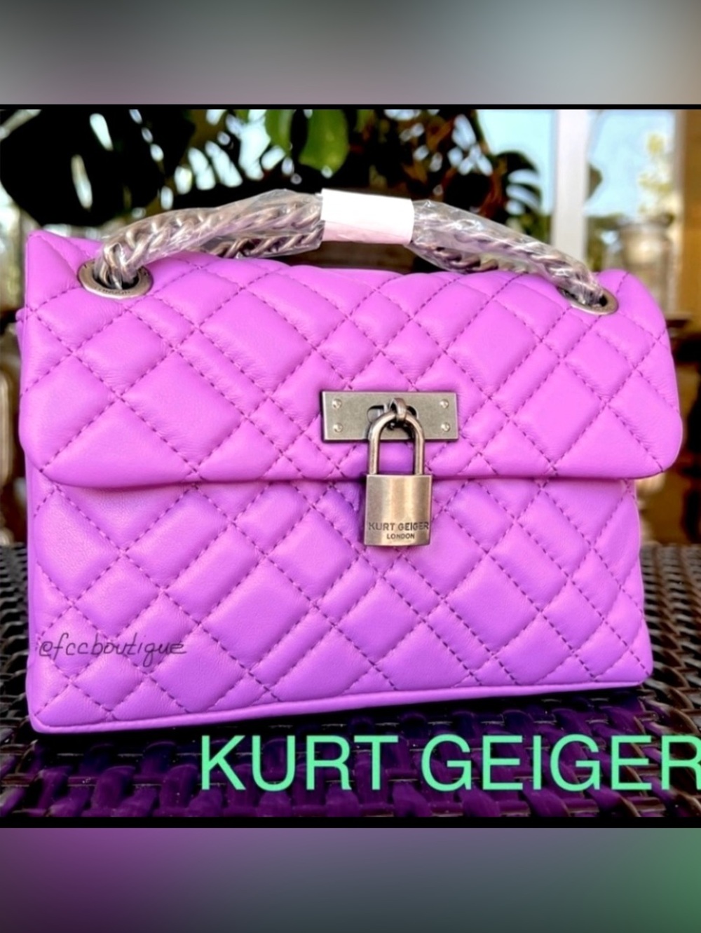 KURT GEIGER  London MINI BRIXTON Lock LEATHER crossbody bag PURLE
